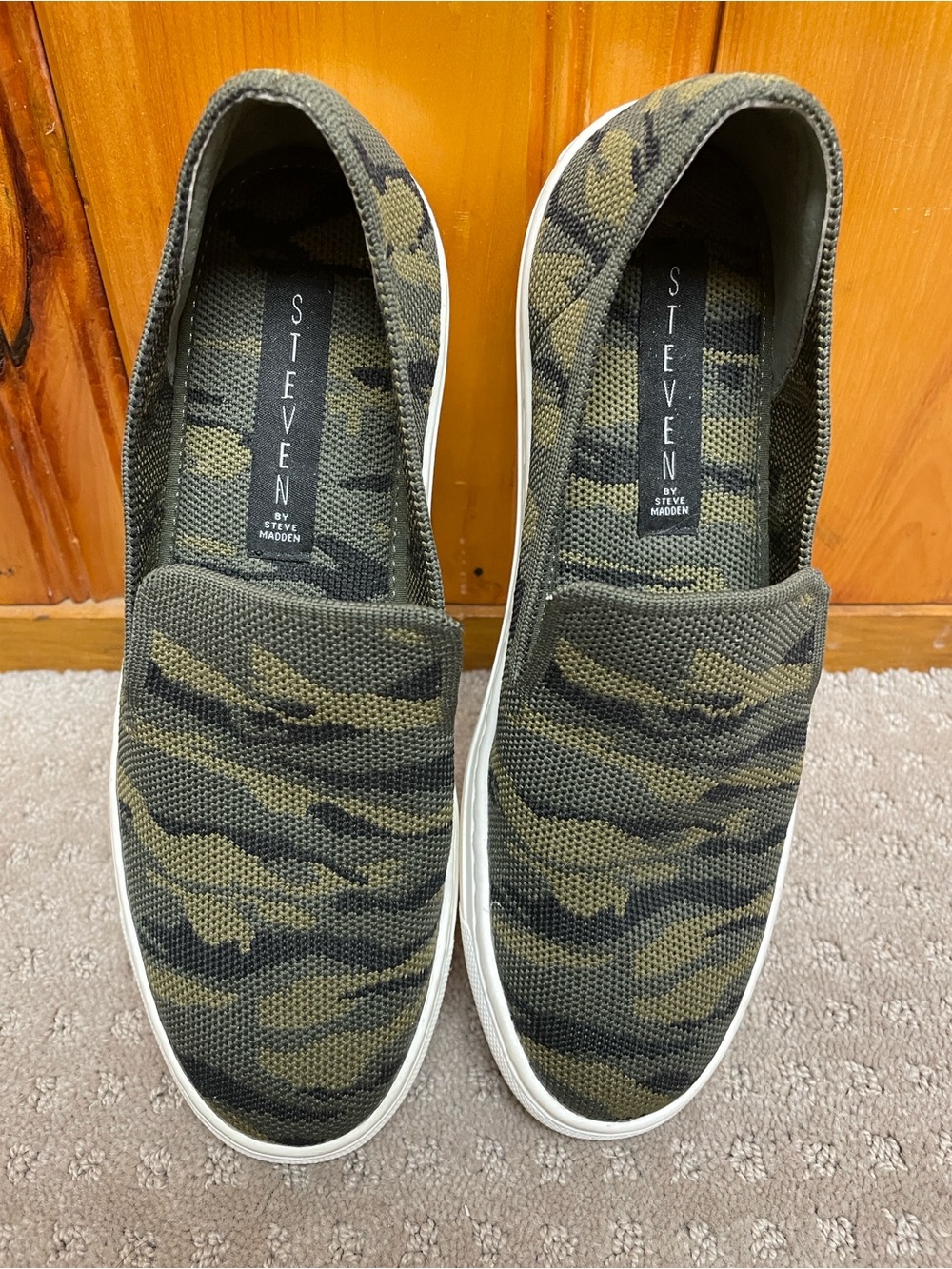 Steven By Steve Madden Olive Camo Slip-On Sneakers